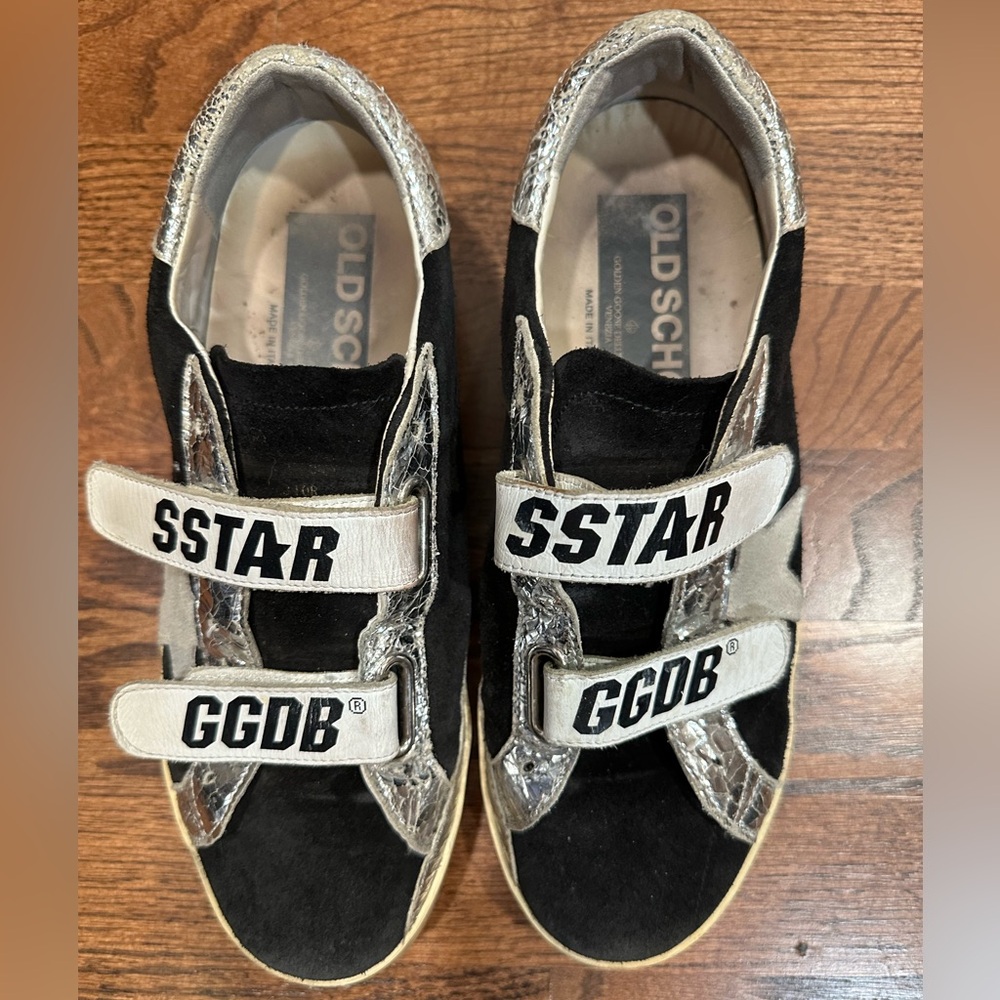 Golden Goose Black & Silver SSTAR GGDB Velcro Sneakers, Sz. 8 - Picture 3 of 16